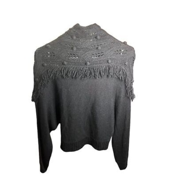 Rachel Zoe Women's XS Black Pullover Sweater Mock Neck Fringe Detail - Picture 5 of 16